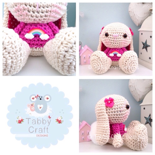 Rainbow Bunny - Ivory and Hot Pink