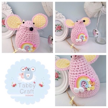 Large Rainbow Mousey - Pink and Lemon