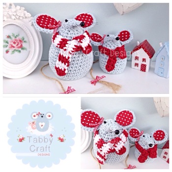 Winter Mouse with  Scarf Set - Blue and Red