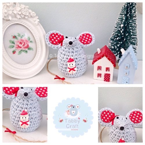 Small Christmas Snowman Mouse - Blue and Red 