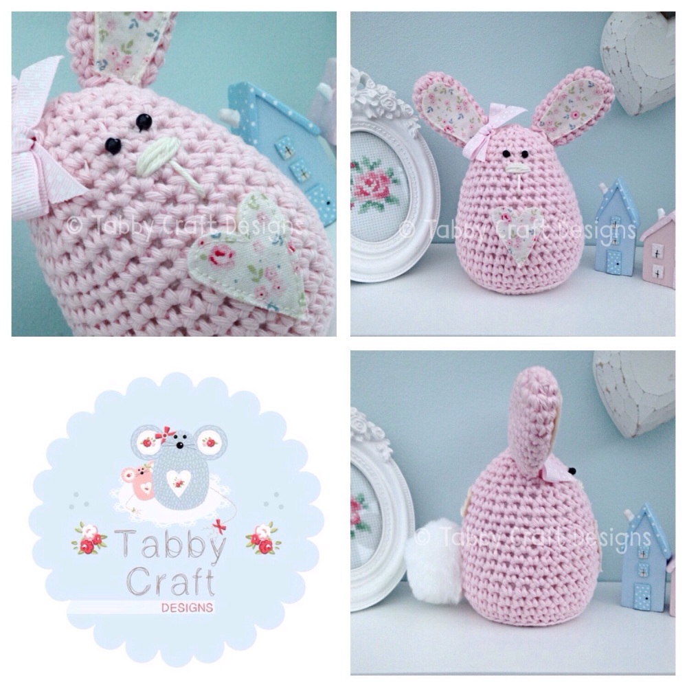 Large Floral Bunny - Pink and Cream