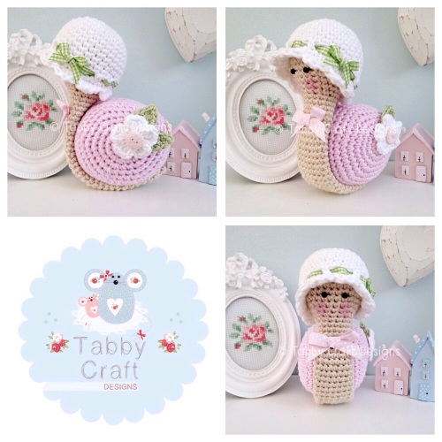 Little Snail with Hat - Pink White and Green