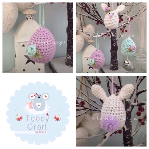 Set of 3 Easter Hanging Decorations - Lilac and Mint