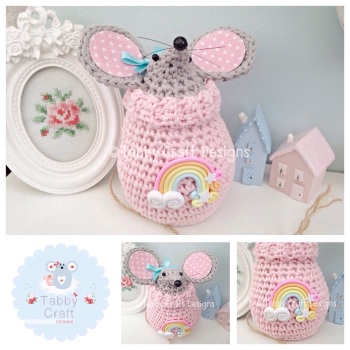  Large Rainbow Jumper Mouse - Pink and Grey