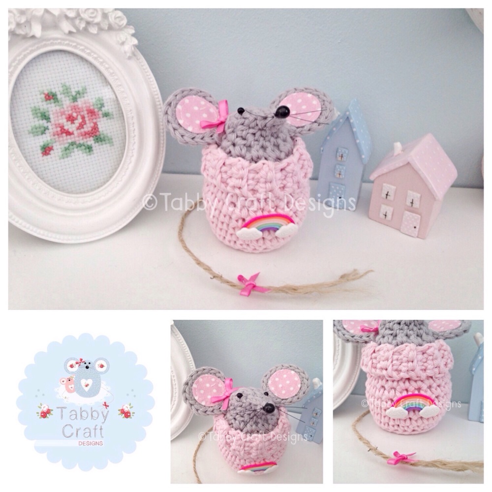 Small Rainbow Jumper Mouse - Pink and Grey
