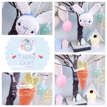 Bunny and Carrot Hanging Decorations - Blue