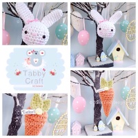Bunny and Carrot Hanging Decorations - Pink 
