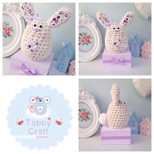 Small Bunny on a Block - Ivory and Lilac