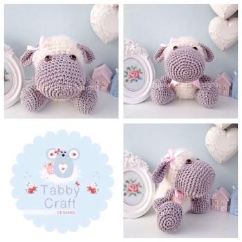 Little Fluffy Lamb  - Ivory, Grey and Pink