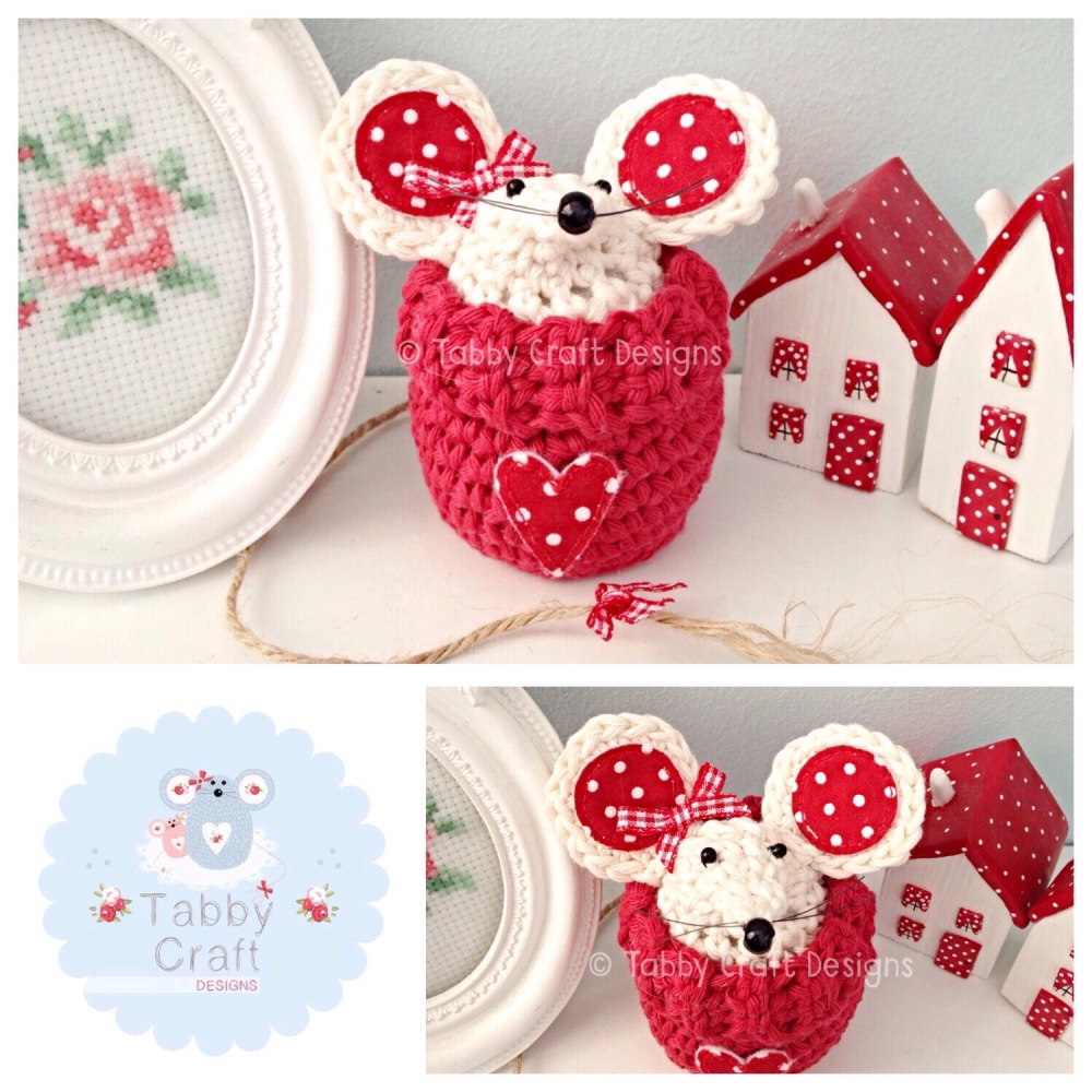 Small Jumper Mouse - Ivory and Red