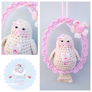 Little Love Birdie on Swing - Ivory and Pink