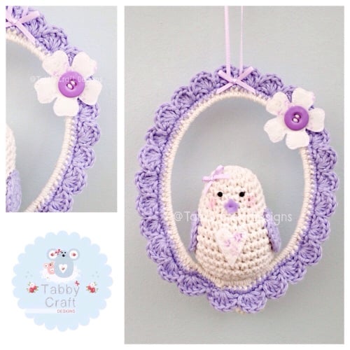 Little Love Birdie on Swing - Ivory and Lilac