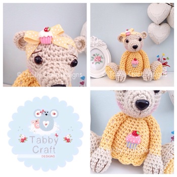Large Cupcake Teddy Bear - Beige and Yellow