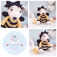 Large Bumblebee Teddy Bear - Beige, Black and Yellow