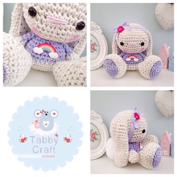 Rainbow Bunny - Ivory, Lilac and Hot Pink