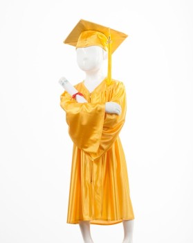 Childrens Gold Graduation Gown & Cap - Please Select Size - Per Set
