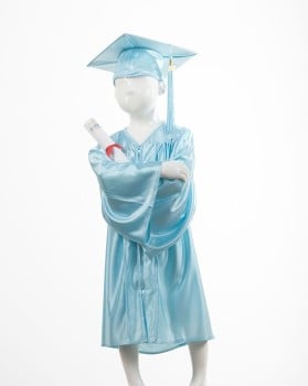 Childrens Sky Blue Graduation Gown & Cap - Please Select Size - Per Set
