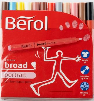 Berol Colour Broad Portrait People Colouring Pens - Assorted - Pack of 12
