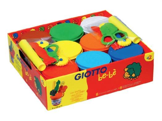 Giotto Be-Be' Modelling Dough - Assorted - Pack of 8 + 8 Tools - 2 Years+