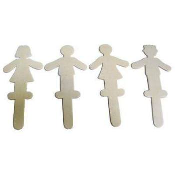 Wooden Craft Sticks - People - Assorted - Pack of 12