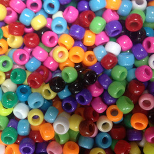 Coloured Round Barrel Beads - Assorted - Tub of 500