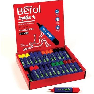 Berol Dry Wipe Markers - Assorted - Pack of 48
