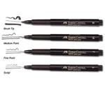 Faber Castell Artist Pens - Black - Assorted Nibs - Pack of 4