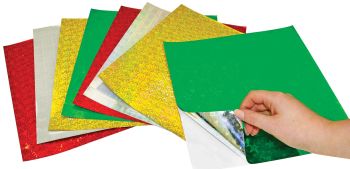 Holographic Self Adhesive Sheets - Assorted - 25 x 25cm - Pack of 25