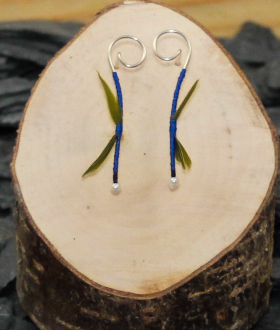 Night sky blue/Olive green dragon earrings