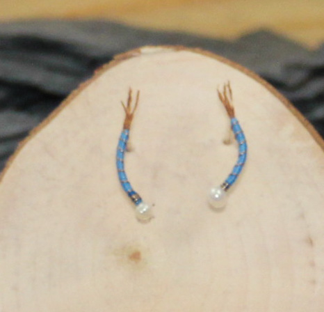 Sky blue body light brown feather nymph earrings