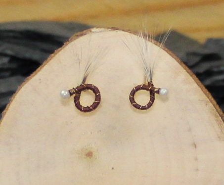 Brown body beige round nymph earring