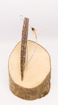 Orange fly brooch with antler
