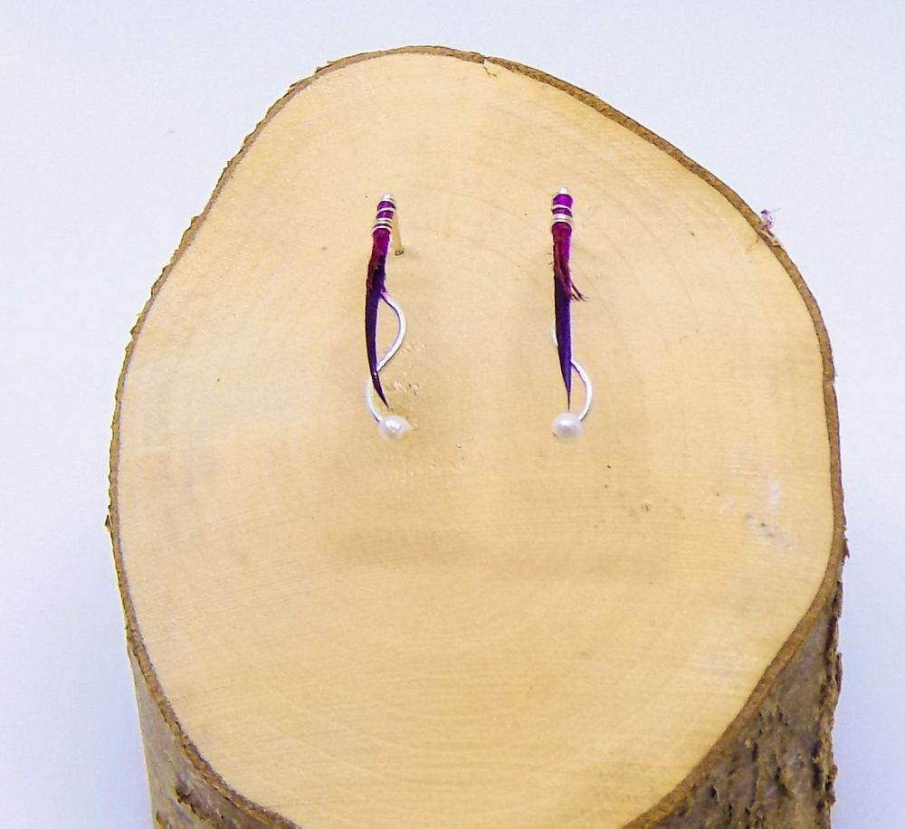 Purple feather earrings 