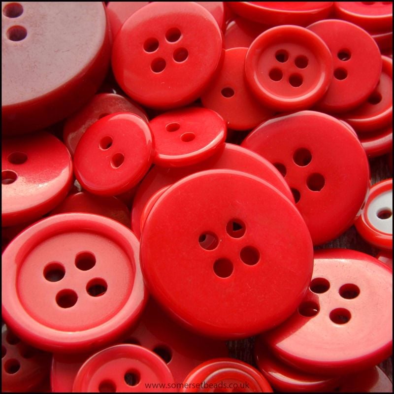 35g Mixed Red Buttons
