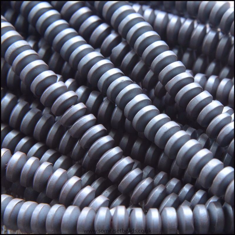 Electroplated Matte Hematite Flat Saucer Beads 4mm x 2mm