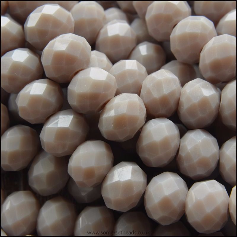 Opaque Faceted Glass Crystal Rondelle Beads Milky Grey 8mm x 6mm