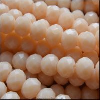 Opaque Faceted Glass Crystal Rondelle Beads Matte Peach 8mm x 6mm