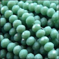 Opaque Faceted Glass Crystal Rondelle Beads Sea Foam 6mm x 4mm