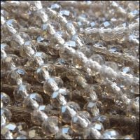 Grey Faceted Glass Crystal Donut / Rondelle Beads 4mm x 3mm
