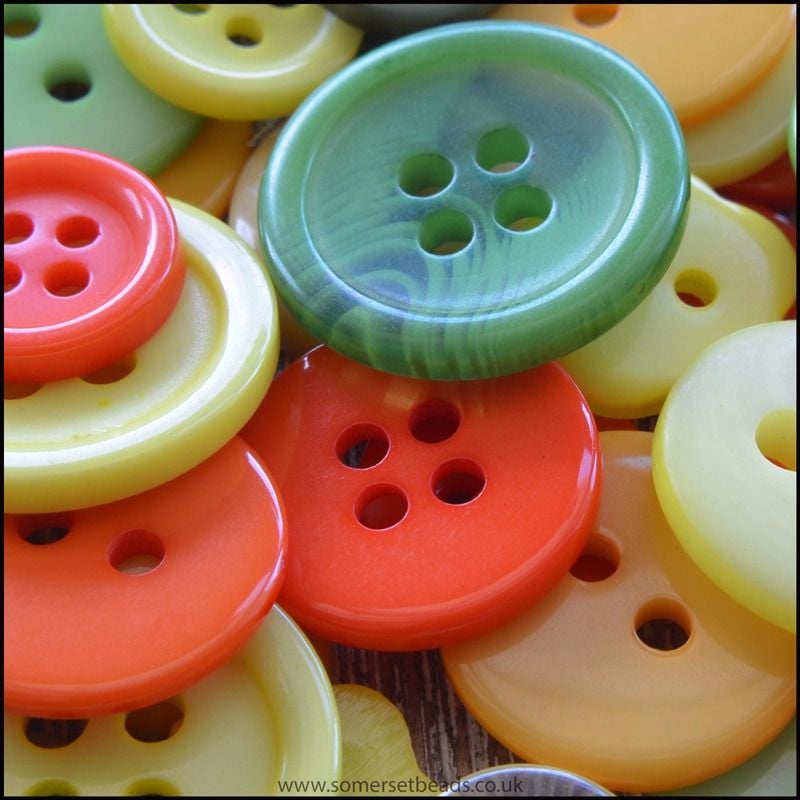 Mixed Citrus Coloured Craft Buttons - Pack of 50