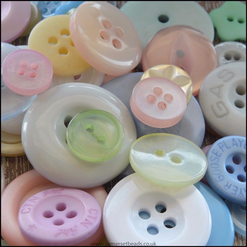 Mixed Pastel Buttons - Pack of 50