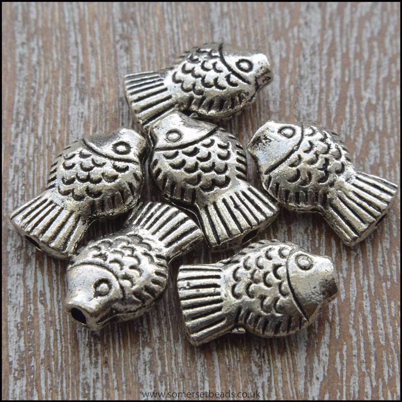 Silver Metal Fish Shaped Beads