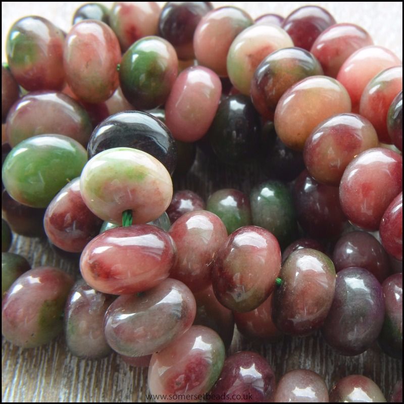 Dyed Tourmaline  Rondelle Beads 6x10mm 16in Strand