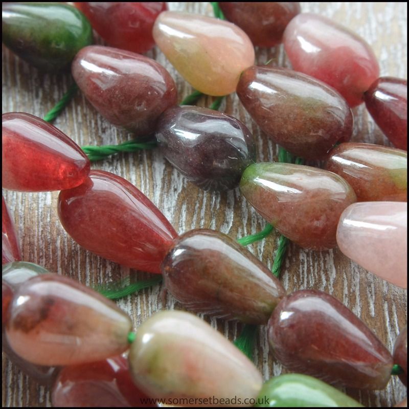 Dyed Tourmaline Teardrop Beads 10x5mm 16in Strand