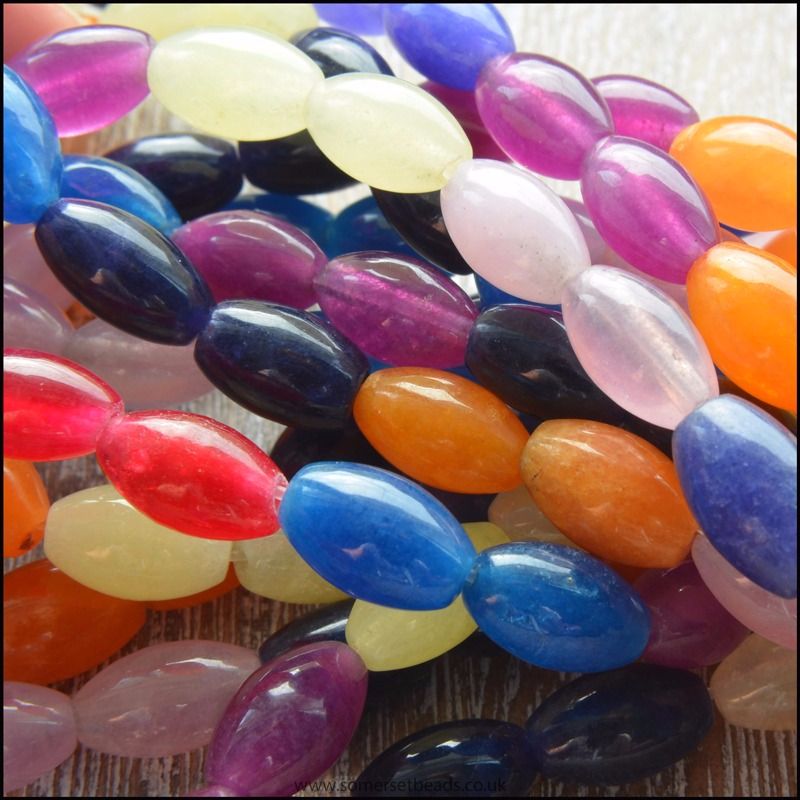  Multi Coloured Jade Rice Beads