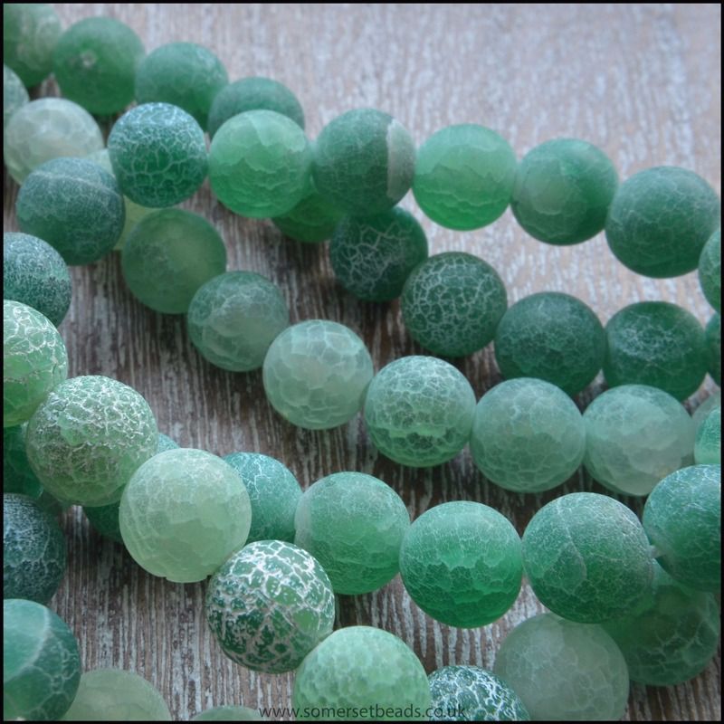 6mm Dyed Green Frosted Agate Plain Round Beads