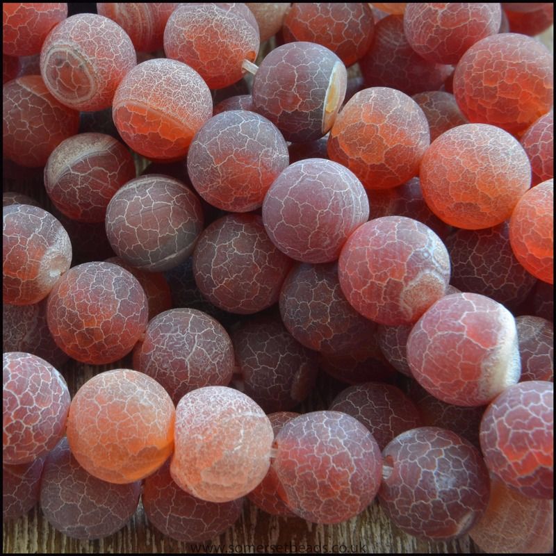 8mm Amber Frosted Agate Plain Round Beads