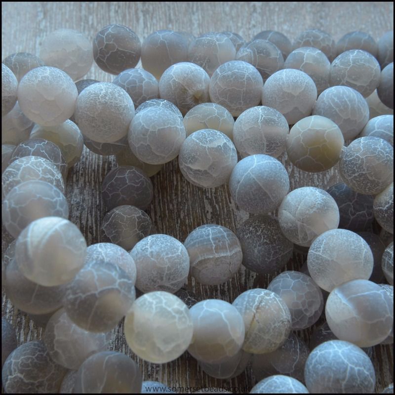 8mm Dyed Grey Frosted Agate Round gemstone Beads