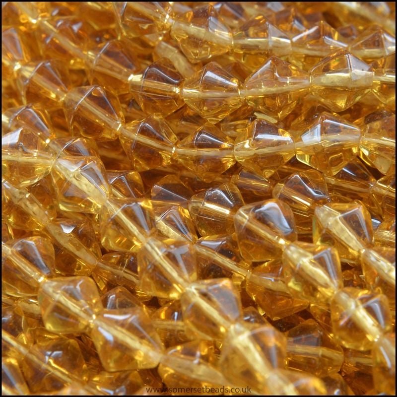 5mm Glass Bicone Beads- Goldenrod