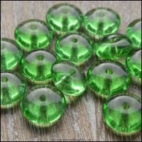 10mm Green Glass Rondelle Beads